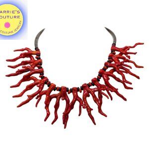 Vintage 1980s Signed Sharra Pagano Italy Faux-Coral Collar Necklace
